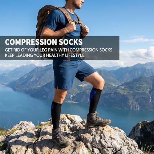 Sooverki Copper Compression Socks for Men & Women 8 Pack 15-20mmHg - Knee High Stockings Best Support for Running Athletic