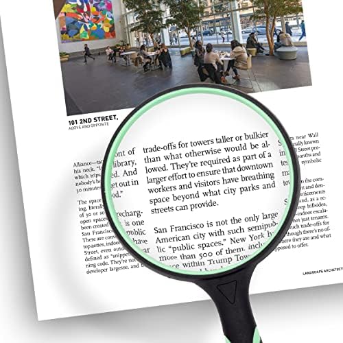 Large Magnifying Glass 10X Handheld Reading Magnifier for Seniors - 100MM 4INCHES Real Glass Magnifying Lens for Book Newspaper Reading, Insect and Hobby Observation, Science (Green)