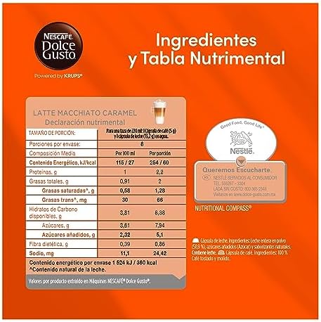 Nescafe Dolce Gusto Coffee Capsules, Caramel Latte Macchiato 48 Single Serve Pods, (Makes 24 Specialty Cups) 48 Count