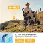 Heavy Duty Electric Wheelchairs for Adults, Supports 400 lbs, 30 Miles Travel Range with 25Ah Battery, Foldable Electric Wheelchair, Motorized Wheelchair with 19" Seat– Perfect for Park & Outdoor Use