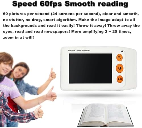 Portable Digital Magnifier, Electronic Reading Aid, 8 Inch Touchscreen 640x480 with Fill Light for The Visually Impaired, Low Vision, Color Blindness, Amblyopia, 2X-25X Zoom, 8 Col