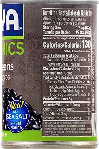 Goya Organic Black Beans, Low Sodium with Sea Salt, 15.5 Ounce (Pack of 8)