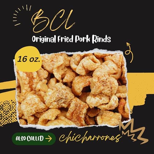 (1) Original Smoked Fried Pork Rinds 16oz Tub Premium Chicharrones Zero Carbs High Protein Crunchy Crackling Snacks Keto Paleo Friendly Party Food Guacamole Gourmet Snack Savory Treat
