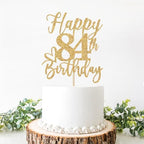 Happy 84th Birthday Cake Topper, 84th Birthday Decorations for Men/Women, Cheers to 84 Years, Hello 84, 84th Happy Birthday Party Supplies Gold Glitter