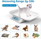 Digital Pet Scale for Small Adult Cats and Animals, Measuring Range 0.1oz-33lbs, Accuracy 1g/0.035oz, Units g/kg/lb/oz/tl/ml, Suitable for Kittens, Puppies, Snakes,and Small Dog (Grey)