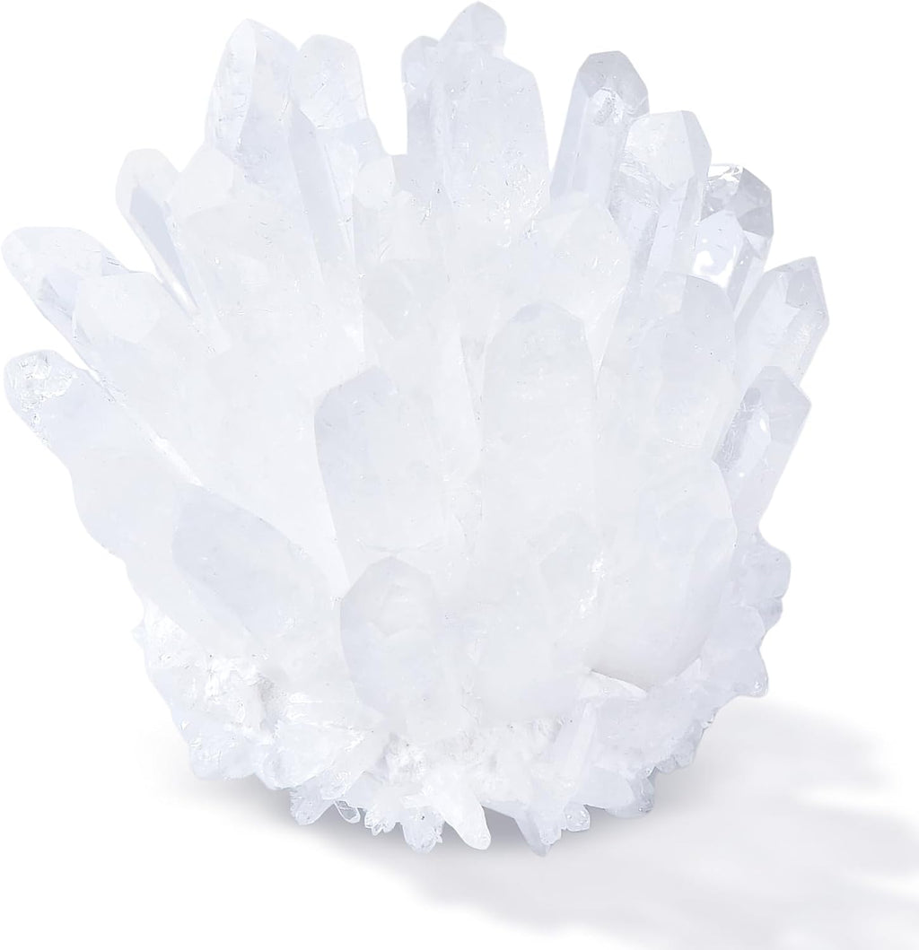 Natural Crystal Cluster Clear Quartz Mineral Crystal Cluster Cluster Healing Ornament Hue Reflection Feng Shui Home Decor (White)