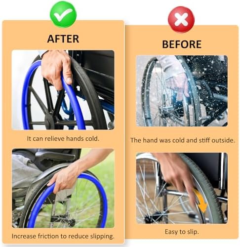 1 Pair Wheelchair Push Rim Covers for Invacare Wheelchair Accessories, Rear Wheel Grips Cover,Non-Slip Wear-Resistant Hand Push Cover Wheelchair(Blue, 22 in)