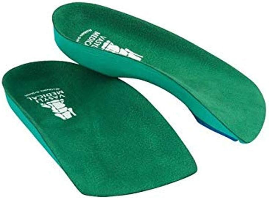 Vasyli Custom 3/4 Length Insoles, Green, Small, Effective Pain Relief, Customized Biomechanical Alignment, Soft Density, Elderly, Diabetic, & Arthritic Patients, Heat Moldable, Everyday Use