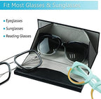 LifeArt 2 Pack Eyeglasses Case Foldable Holder Easy to Carry Matte Leather & Magnet Closure for Reading, School, Office