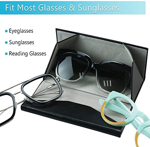 LifeArt 2 Pack Eyeglasses Case Foldable Holder Easy to Carry Matte Leather & Magnet Closure for Reading, School, Office