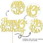 1 PCS Happy 13th Birthday Cake Topper Gold Glitter Cheers to 13 Years Birthday Cake Pick Official Teenager 13 Fabulous Cake Decoration for Happy 13th Birthday Theme Party Decorations Supplies