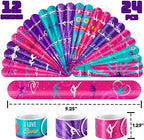 72PCS Gymnastics Party Favors - 48 Tattoos & 24 Slap Bracelets, Perfect for Gymnastics-Themed Birthdays, School Prizes, and Christmas Rewards for Kids