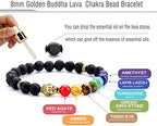 Hamoery Men Women 8mm Lava Rock 7 Chakra Beads Chakra Bracelet Braided Rope Natural Stone Yoga Bracelet Bangle