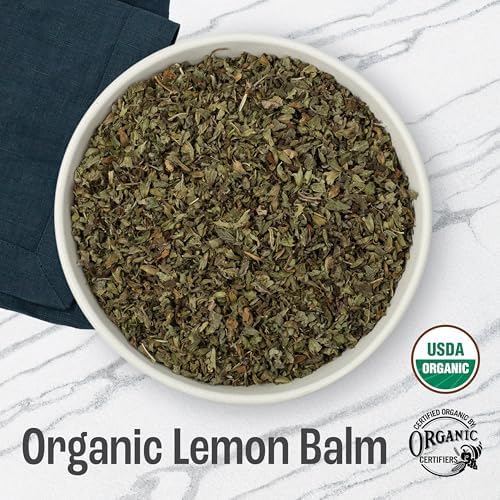 J Mac Botanicals Organic Lemon Balm (16 oz), Loose Leaf Tea, Dried, herbal Infusion, Lemonbalm leaves, melissa officinalis tea, Certified USDA Organic