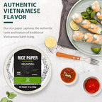 Soeos Rice Paper, White Rice Paper Wrappers, 1 Pack, 34 Sheets-Fresh Spring Roll Wrappers & Dumplings, Non-GMO, Gluten-Free, Low Carb, Vietnamese Rice Wraps (Round, 22cm)