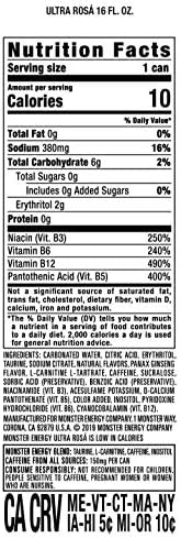 Monster Energy Ultra Rosa, Sugar Free Energy Drink, 16 Ounce | Pack of 15