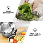 TIDTALEO 1pc Stainless Steel Basin Mixing Bowl Food Serving Bowl Meal Prep Containers Stainless Steel Prep Bowls Vegetable Basin Small Bowls Round Steel Bowl Fruit Meals Non-, 32X32CM