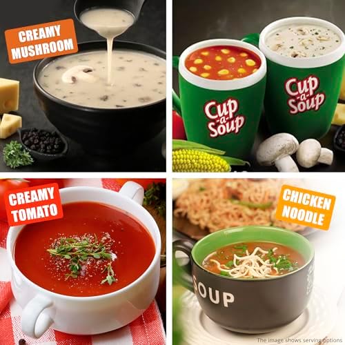 Cup-a-Soup Variety Pack Bundle - Includes Chicken Noodle, Creamy Mushroom, and Creamy Tomato Instant Soups - Quick and Wholesome Meals