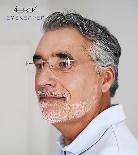 Eyekepper Frameless Reading Glasses for Men Reading - Rectangle Rimless Reader Eyeglasses Gold