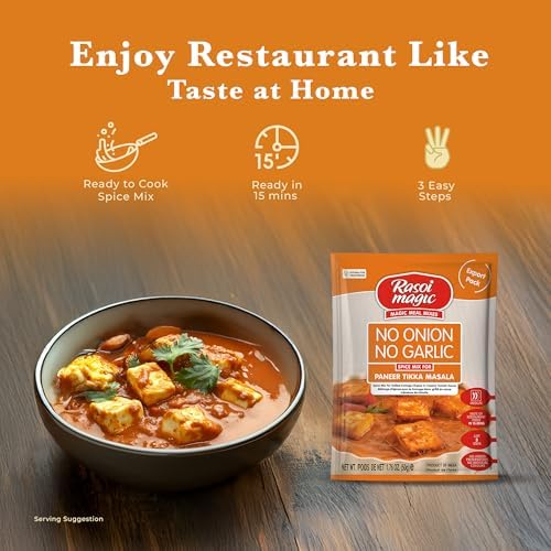Rasoi Magic Spice Mix for NONG Paneer Tikka Masala (Pack of 3) | Ready to cook | No Added Preservatives, No Artificial Colors | Restaurant like Flavors in 15 minutes| Ready-to-cook Mix | 50g Each Packet