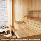 6L Wooden Sauna Bucket and Ladle Set, Handmade Pine Sauna Bucket with Rope Handle,Natural Pine