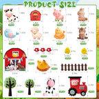 20Pcs Farm Cake Decorations Farm Cake Topper for Animal Farm Baby Shower Supplies