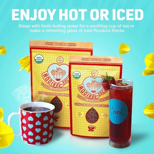 Naturally Sweet Organic Rooibos Tea - 8 oz Premium Loose Leaf Rooibos Tea – Caffeine-Free and Sugar Free Red Rooibos Tea Organic – Low-Tannin and Antioxidant-Rich Rooibos Tea Loose Leaf