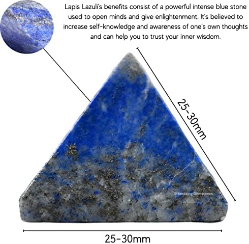 Amazing Gemstone Lapis Lazuli Pyramid Crystal Healing Stones - 1" Great Pyramid Figurine of Natural Stone Pyramid for Meditation, Reiki, Chakra Balancing and Crystal Pyramids Grid