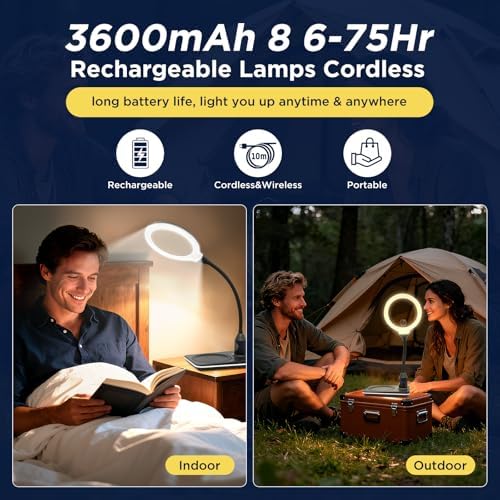 15X 30X Rechargeable Magnifying Glass with Light and Stand, 3600mAh 4.9 Inch LED Magnifier, 6 Color Modes, Flexible Gooseneck Desk Lamp for Jewelry, Reading, Hobbies & Close Work