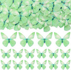 Gyufise 72Pcs Edible Butterfly Cupcake Toppers & Decorations for Butterfly Theme Baby Shower & Kids Birthday Party Cake Supplies - Green