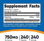 Nutricost Magnesium Oxide 750mg, 240 Capsules (3 Bottles)