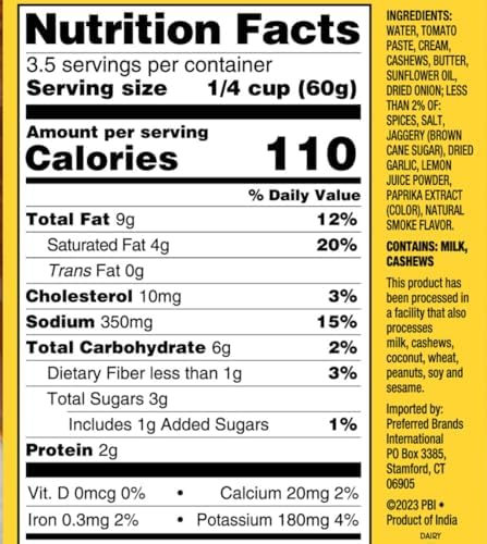 Tasty Bite Punjabi Style Butter Chicken Simmer Sauce, 7-Ounce 5-Pack, 3-4 Servings, Vegetarian, Tomatoes & Cashews in Butter