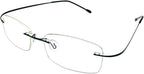 Rimless Computer Readers +1.75 Mens Womens Black Frame Reading Glasses Spectacles w Case