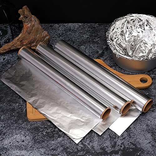 4rolls Heavy Duty Aluminum Foil Wrap of Non-stick for Baking Bbq and Food Storage Double-sided High-temperature Resistant for Restaurants and
