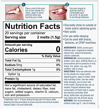Oracoat XyliMelts for Dry Mouth Night Time or Day - Moisturizing Dry Mouth Adhering Discs, Sugar Free with Xylitol, 80 Count (2 X 40 Twin Pack), Mild Mint Flavor, 8-Hour Relief