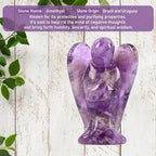 WHAL&YUNE Amethyst Angel Figurine Natural Energy Healing Crystals Gemstone Hand Carved Sculpture for Home Office Desk Decor Holiday Lucky Gift - 2 inches