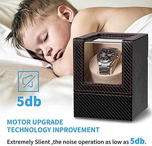 Automatic Single Watch Winder for Automatic Watches,Rotating Watch Case with Japanese Quiet Motor，AC Adapter or Battery Powered