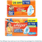Whisper Choice Wings Regular - 20 Pads Upto 100% Stain Protection
