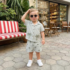 Kupretty Toddler Baby Boy Clothes Tropical Vacation Summer Outfits Button Up Short Sleeves Hawaiian Beach Shirts & Shorts
