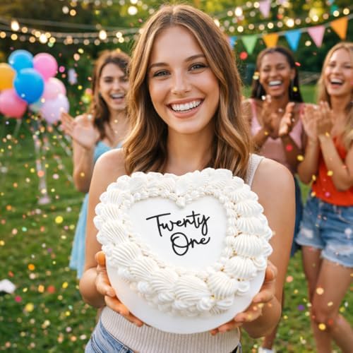 21 Birthday Cake Topper – Acrylic "Twenty One" Decoration for Happy 21st Birthday Party, Cake Decorations for Him & Her (twenty one B)