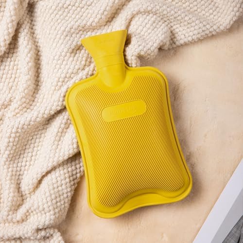 HomeTop Premium Classic Rubber Hot Water Bottle (Yellow)