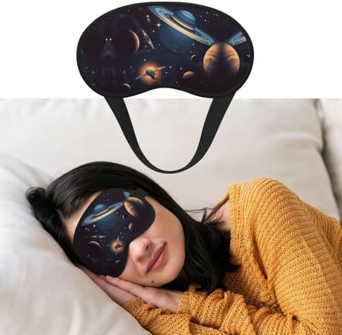 Outer Space Eye Mask for Sleeping Soft Satin Sleep Shade Cover Blindfold with Elastic Strap Travel Nap Blackout Eye Shade Cover for Women Men