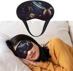 Outer Space Eye Mask for Sleeping Soft Satin Sleep Shade Cover Blindfold with Elastic Strap Travel Nap Blackout Eye Shade Cover for Women Men