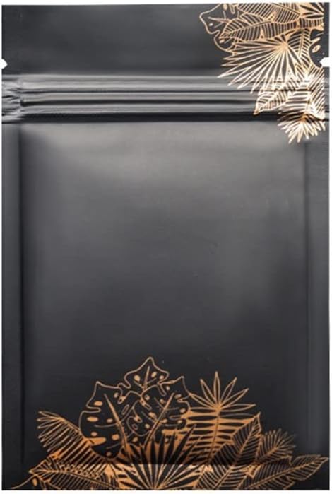 100PCS Gold Leaf Bag For Candy Coffee Mylar Food Saver Storage Disposable Snack Container Zipper Packet Biscuit Resealable Thick Aluminum Foil Sample 3.1x4.7in