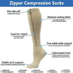 Hotfiary 25-30mmhg Compression Socks with Zipper for Men & Women Up to 6XL Closed Toe Knee High Support Socks for Circulation