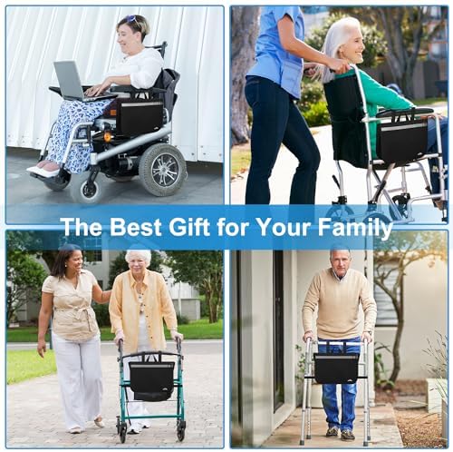supregear Wheelchair Side Bag, Waterproof Storage Pouch for Rollator, Walkers, Power Wheelchairs and Knee Scooters - Wheelchair Armrest Bag for Elderly Seniors Portable Travel Tote