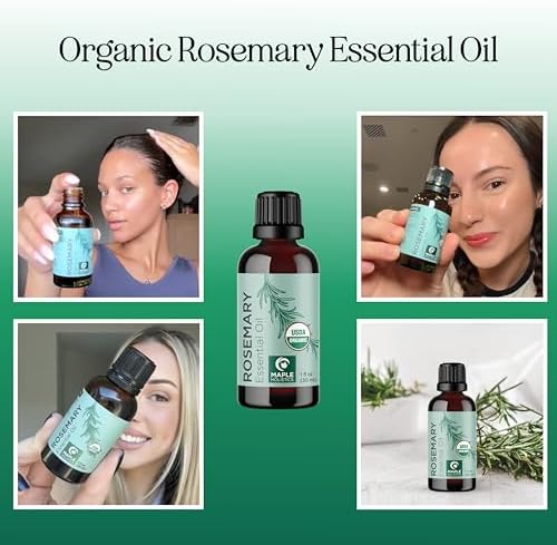 Certified Organic Rosemary Oil for Hair - Pure USDA Organic Rosemary Essential Oil for Hair Skin and Nails Plus Aromatherapy - Oil for Dry Scalp Treatment and Enhanced Volume and Shine