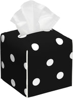 Polka Dot Square Leather Tissue Box Cover, Waterproof Decorative Napkin Holder Organizer for Car, Office, Home
