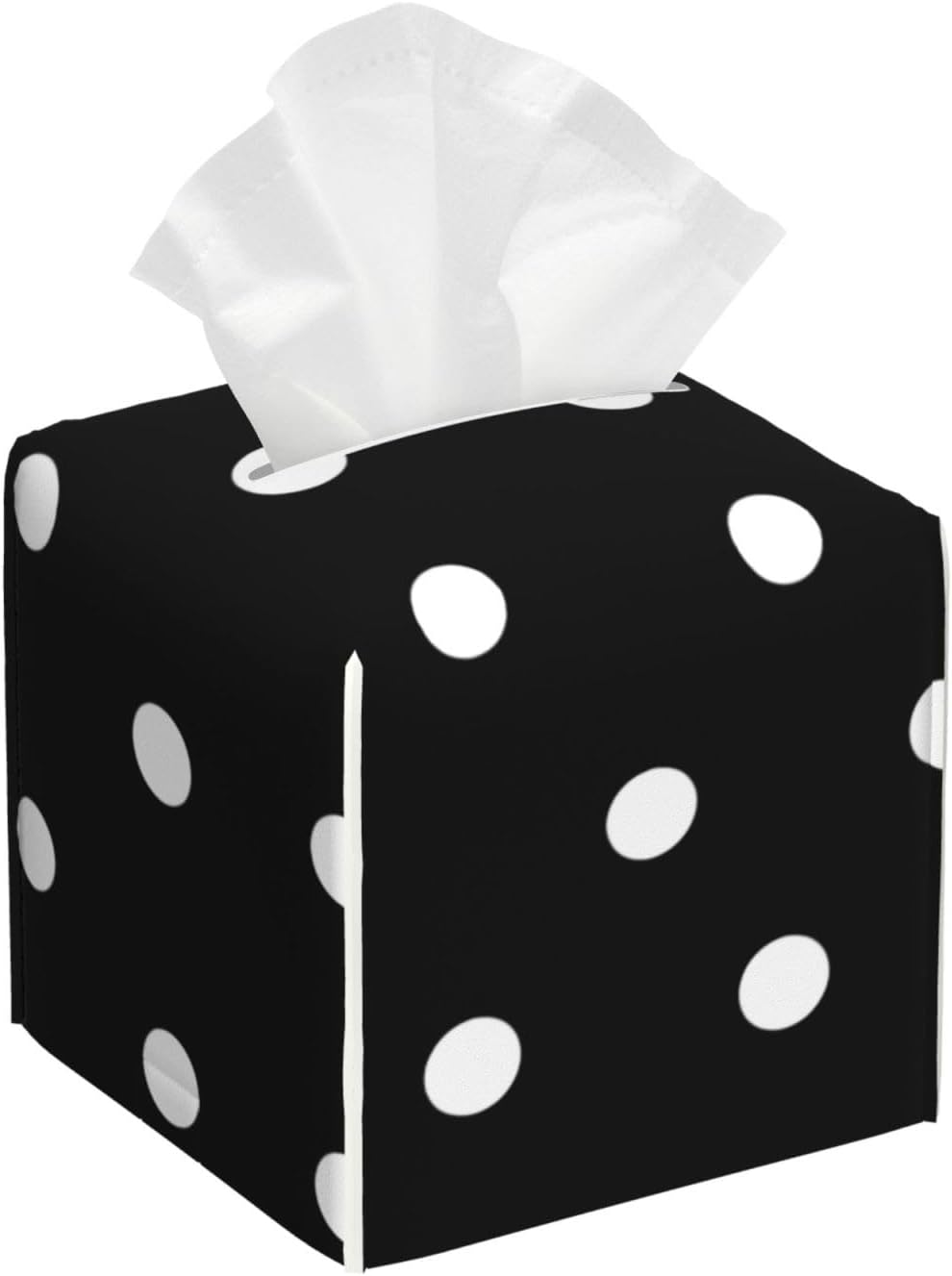 Polka Dot Square Leather Tissue Box Cover, Waterproof Decorative Napkin Holder Organizer for Car, Office, Home