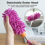 Microfiber Duster for Cleaning, Tukuos Hand Washable Dusters with 2pcs Replaceable Microfiber Head, Extendable Pole, Detachable Cleaning Brush Tool for Office, Car, Window, Furniture, Ceiling Fan